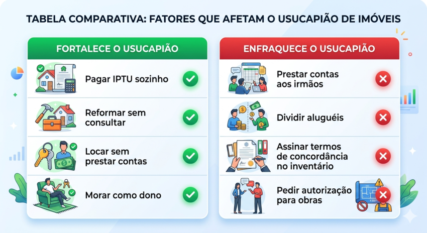 fatores que afetam a usucapião entre herdeiro